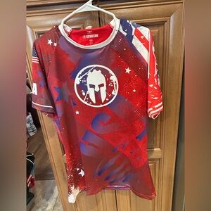 Spartan Race x LegendBorne Athletic Jersey Shirt Red Blue USA Patriotic Limited